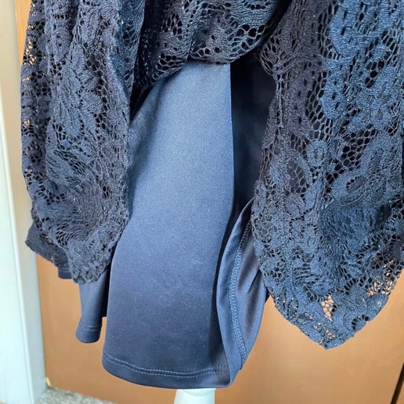 A. Byer Women’s Navy Blue Lace Halter Fit And Flare Mini Dress, Size 9 Juniors - Picture 7 of 12